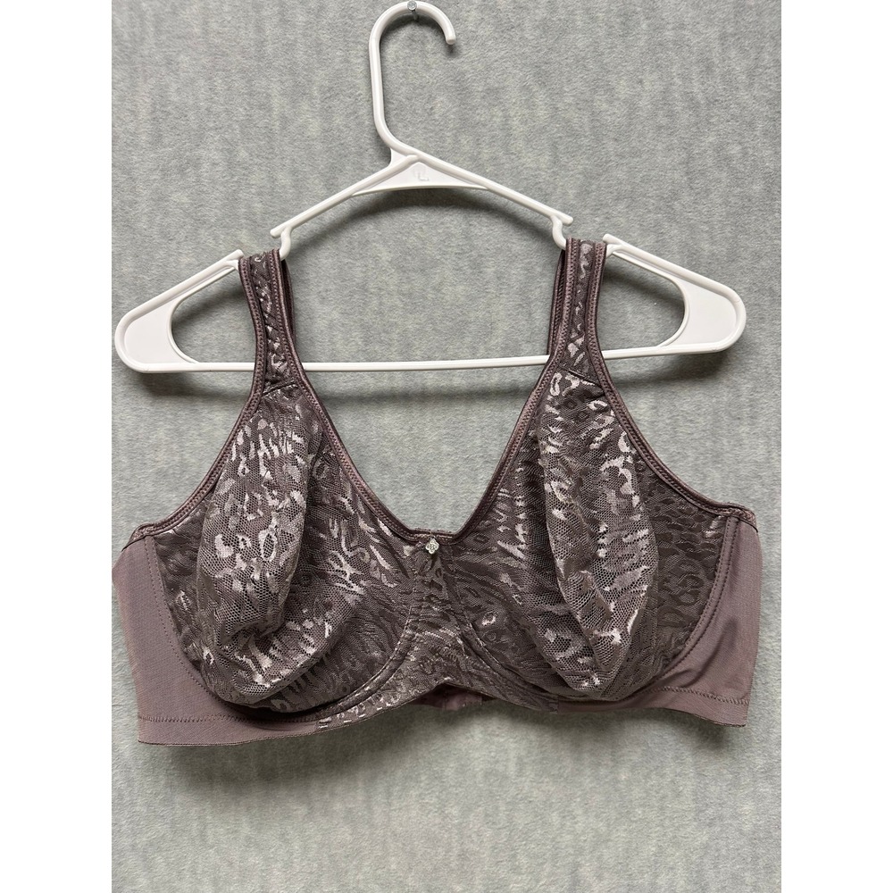 Breezies 44DD Bra Mauve Floral Full Coverage Underwire Unlined Comfort Straps‎